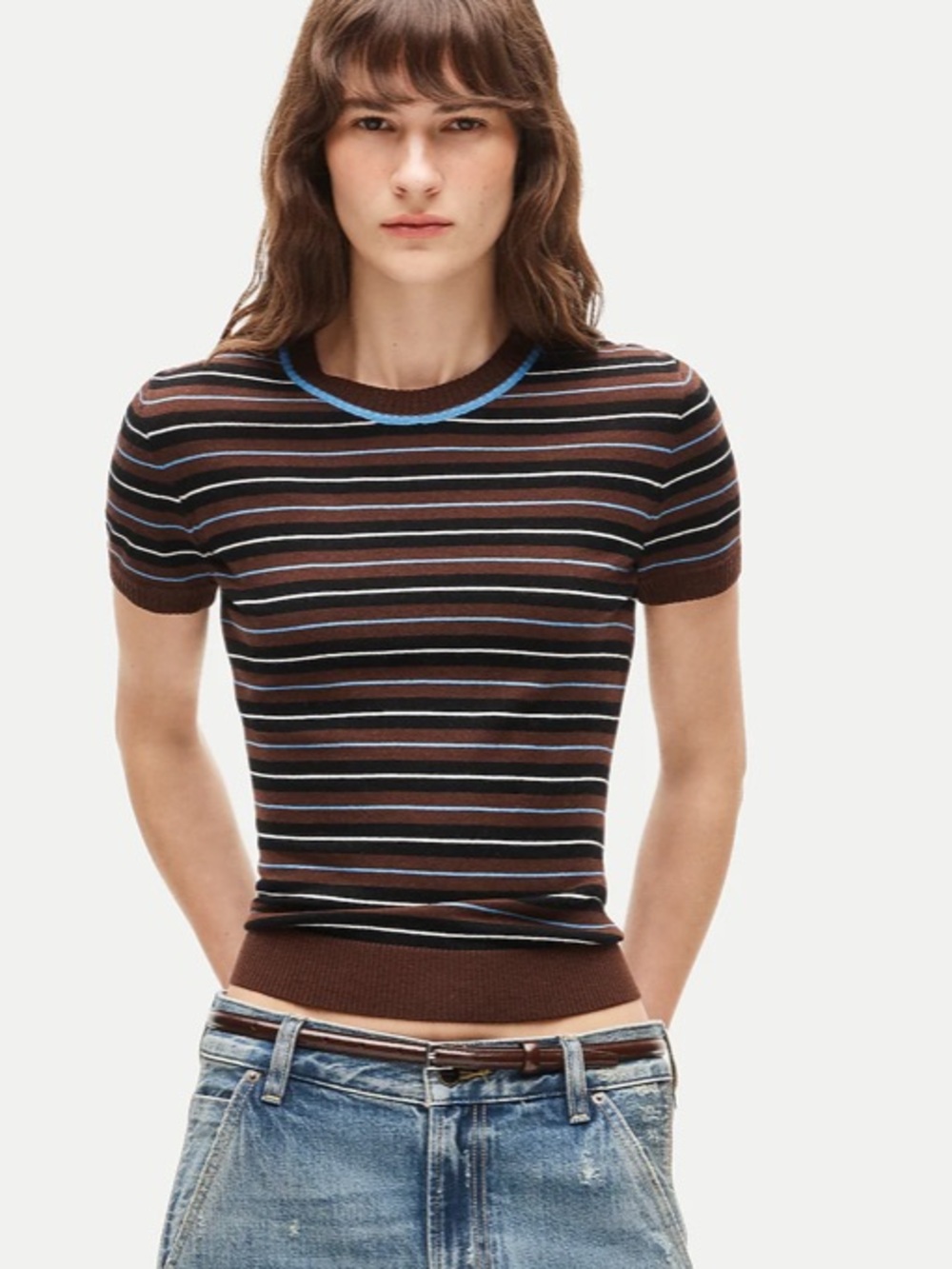 J crew Sweater-tee in striped merino wool